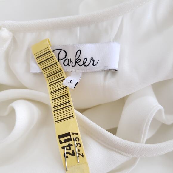 Parker Riviera Lace-Up Sides Dress Keyhole Neck White Small - Picture 10 of 13
